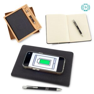10412 Set de Cargador Inalámbrico con Libreta y Bolígrafo